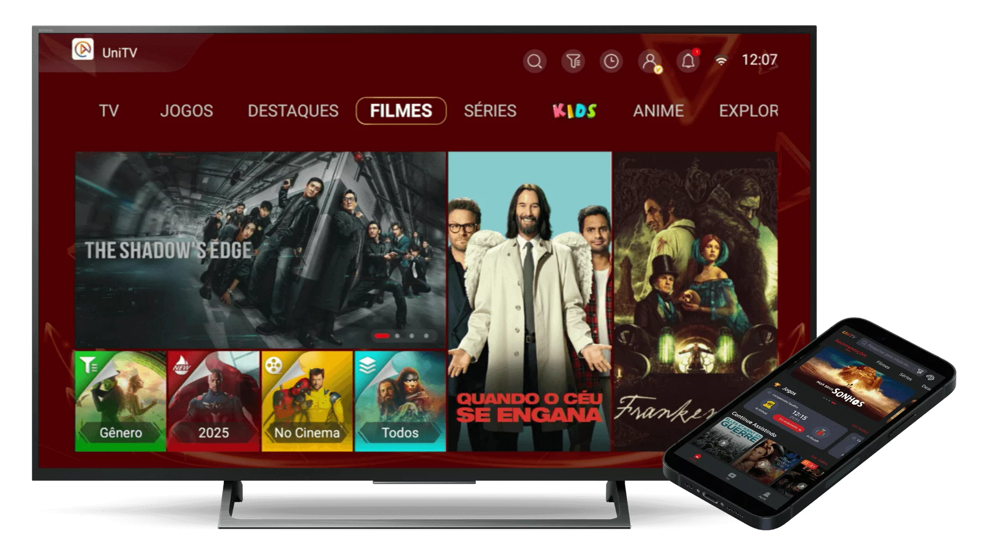 UniTV no Celular e TV